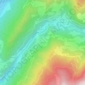 Carte topographique La Chenat, altitude, relief