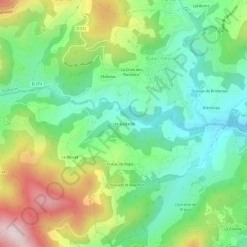 Carte topographique Les Gaillards, altitude, relief