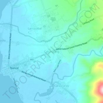 Carte topographique Calumpang, altitude, relief