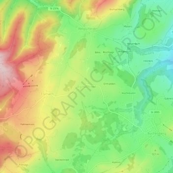 Carte topographique Eschachried, altitude, relief