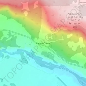Carte topographique Alexis Creek, altitude, relief
