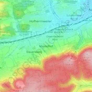 Carte topographique Mantelhof, altitude, relief
