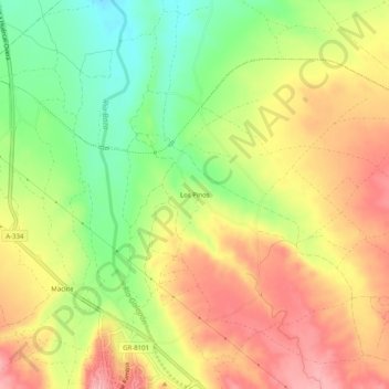 Carte topographique Los Pinos, altitude, relief