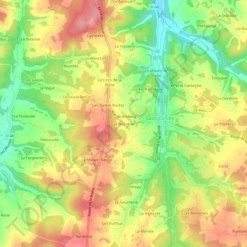 Carte topographique La Beunerie, altitude, relief