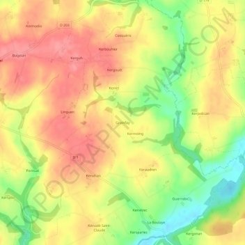 Carte topographique Grainfay, altitude, relief