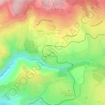 Carte topographique Via, altitude, relief