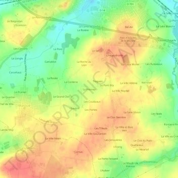 Carte topographique La Fresnay, altitude, relief