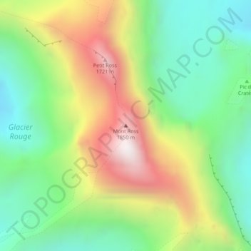 Carte topographique Mont Ross, altitude, relief