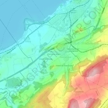 Carte topographique Chemin du Moulin, altitude, relief