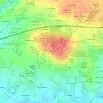 Carte topographique Beaulieu, altitude, relief