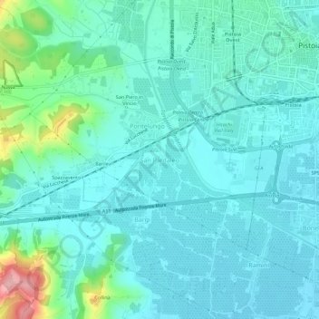 Carte topographique San Pantaleo, altitude, relief