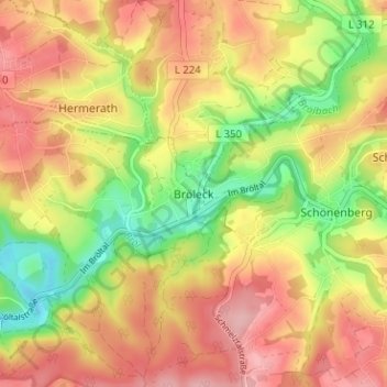 Carte topographique Bröleck, altitude, relief