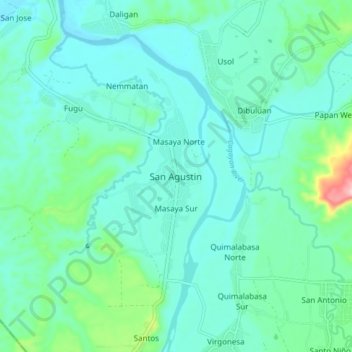 Carte topographique San Agustin, altitude, relief