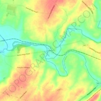 Carte topographique Detour, altitude, relief