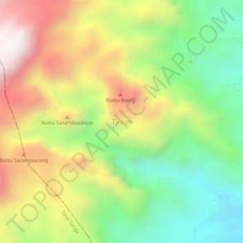 Carte topographique Tiroan, altitude, relief