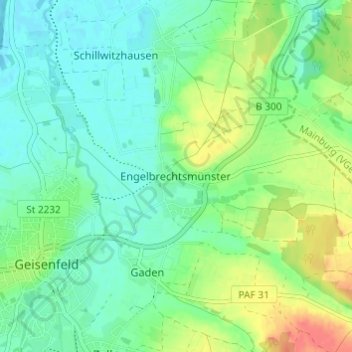 Carte topographique Engelbrechtsmünster, altitude, relief