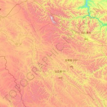 Carte topographique Golog Tibetan Autonomous Prefecture, altitude, relief