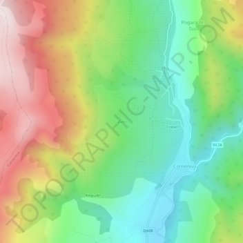 Carte topographique Izvor, altitude, relief