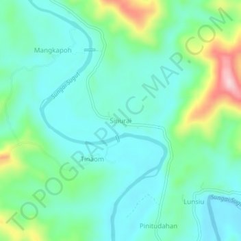 Carte topographique Sinurai, altitude, relief