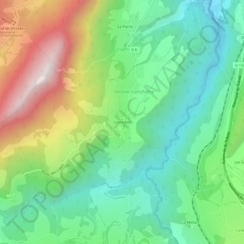 Carte topographique Lanchâtre, altitude, relief