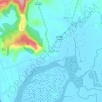 Carte topographique Shrivardhan, altitude, relief