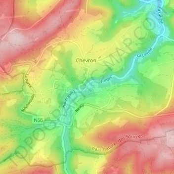 Carte topographique Les Forges, altitude, relief
