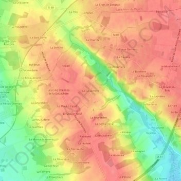 Carte topographique La Gouachère, altitude, relief