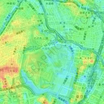 Carte topographique Edo Castle, altitude, relief