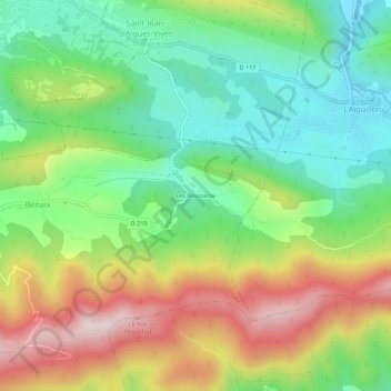 Carte topographique Les Rousseou, altitude, relief