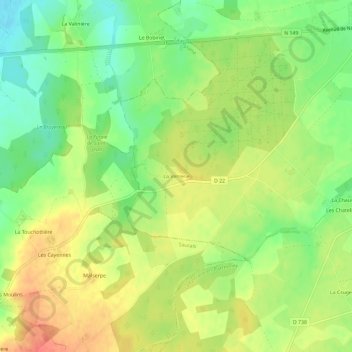 Carte topographique La Verrerie, altitude, relief