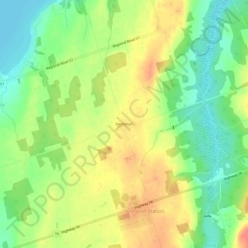Carte topographique Nestleton, altitude, relief