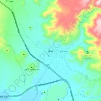 Carte topographique Jala, altitude, relief
