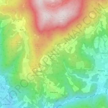 Carte topographique Hohenberg, altitude, relief