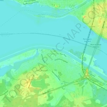 Carte topographique Kahnawake, altitude, relief