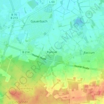 Carte topographique Ramsel, altitude, relief