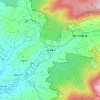 Carte topographique Leesten, altitude, relief