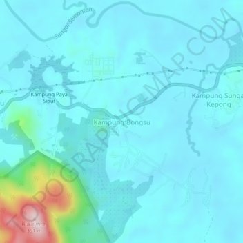Carte topographique Kampung Bongsu, altitude, relief