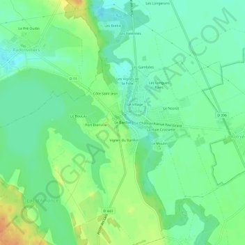 Carte topographique Le Barillot, altitude, relief