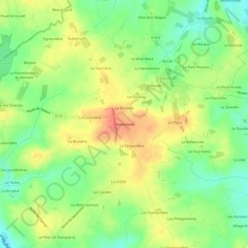 Carte topographique Montrobert, altitude, relief