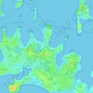 Carte topographique Kerners, altitude, relief