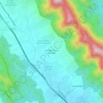 Carte topographique Campestre Los Cristales, altitude, relief