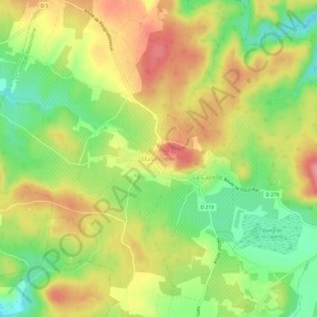 Carte topographique Masmolène, altitude, relief