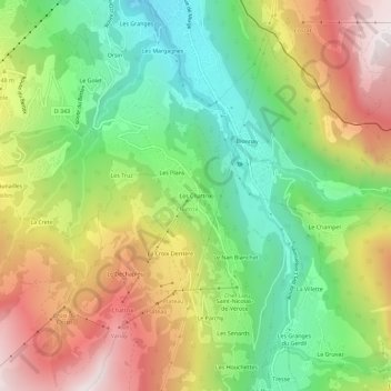 Carte topographique Les Chattrix, altitude, relief