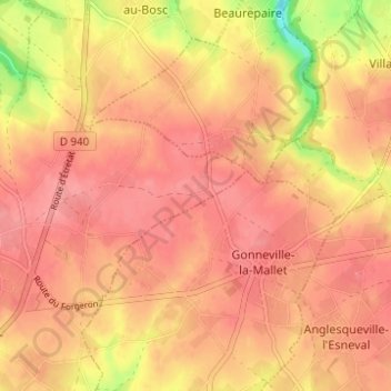 Carte topographique Le Pavillon, altitude, relief