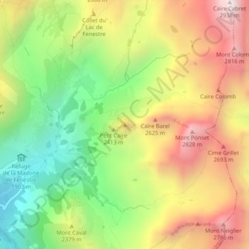 Carte topographique Grand Cayre de la Madone, altitude, relief