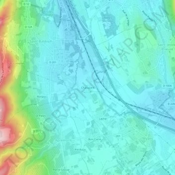 Carte topographique Chacuzard, altitude, relief