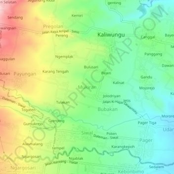 Carte topographique Mukiran, altitude, relief