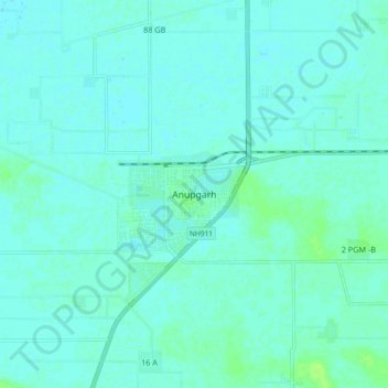 Carte topographique Anupgarh, altitude, relief