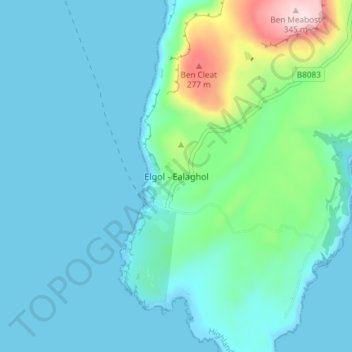 Carte topographique Elgol, altitude, relief