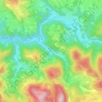 Carte topographique Paneče, altitude, relief